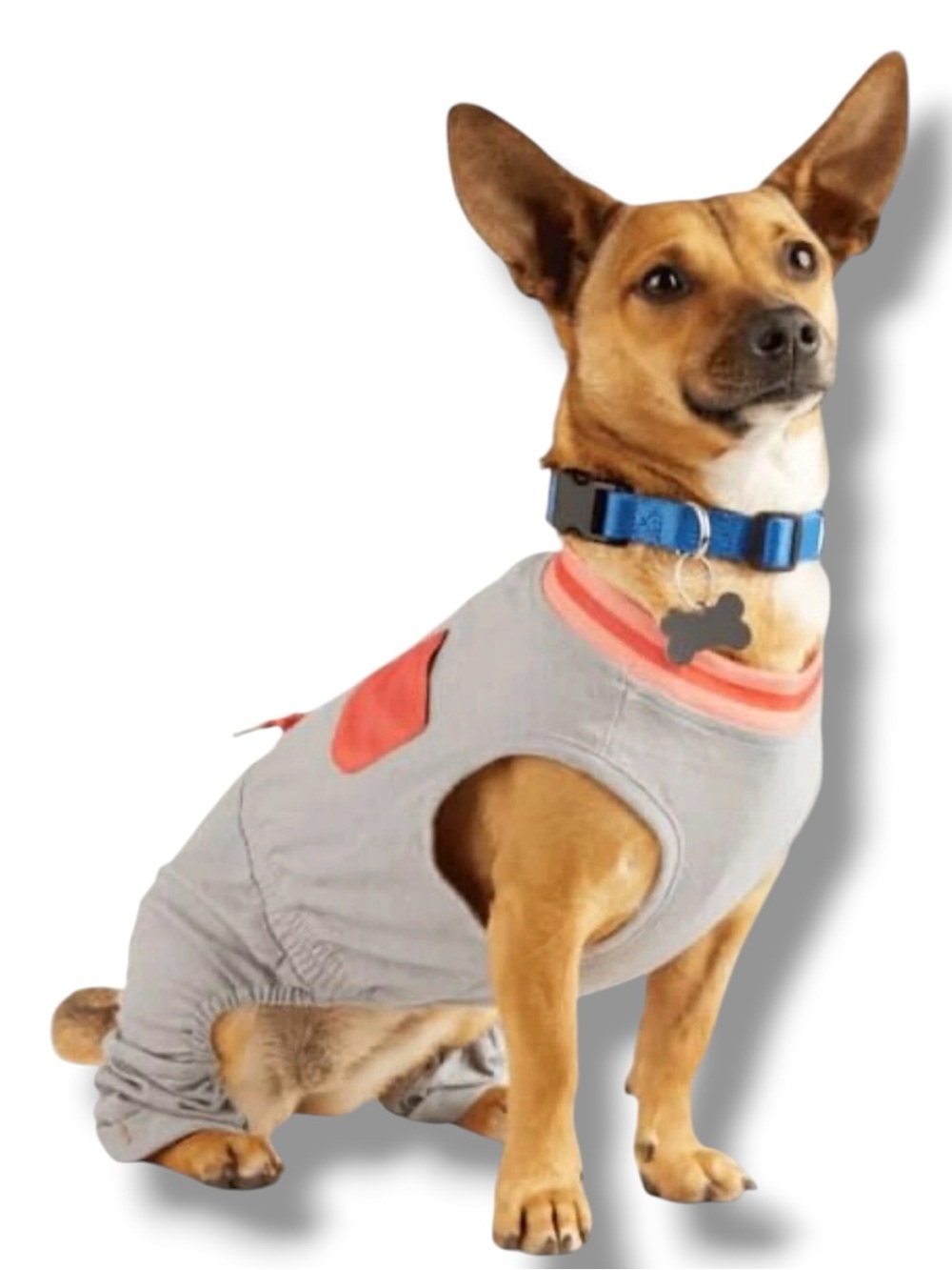 YOULY The Dreamer Gray & Orange Pocket Dog Pajamas Jumpsuit